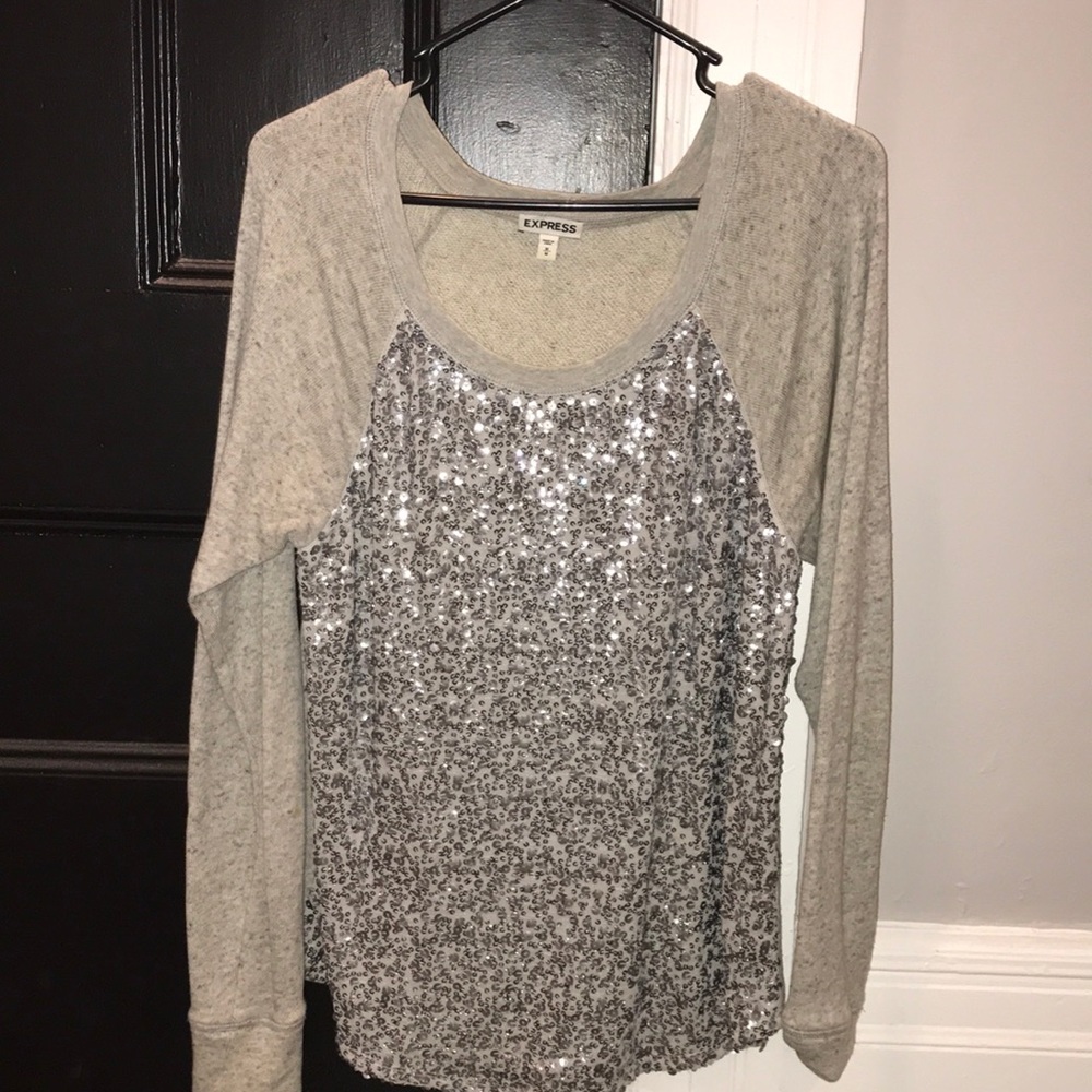 Gray sequin sweatshirt